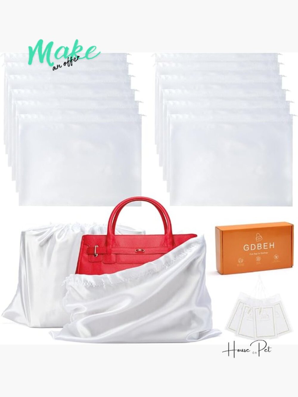 12 Pack Dust Bags for Handbags Storage Travel Pouch Silk Cloth Drawstring